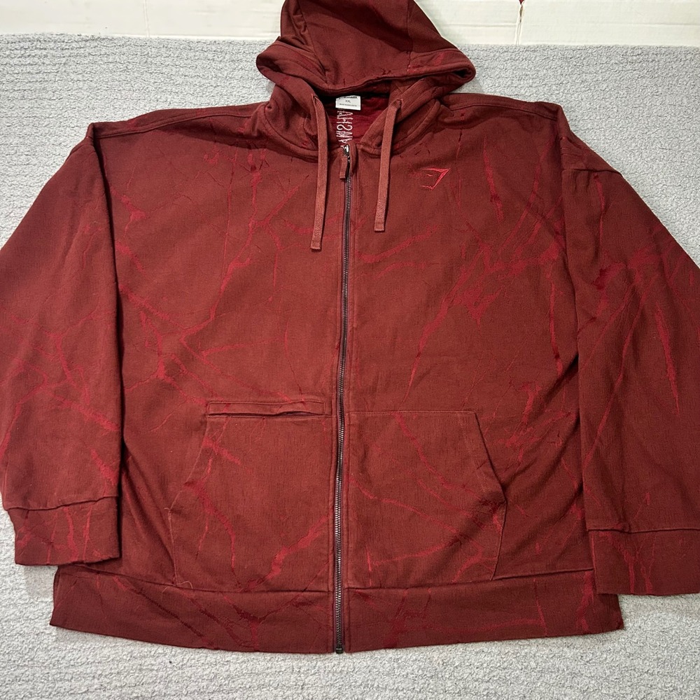 Gymshark Hoodie Apex Jacquard Zip XXL Burgundy Athletic Gym Gorpcore